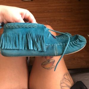 Teal moccasins